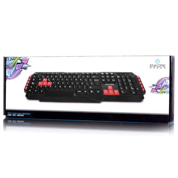 Teclado USB Enkore Argos ENK 301 Negro/Rojo