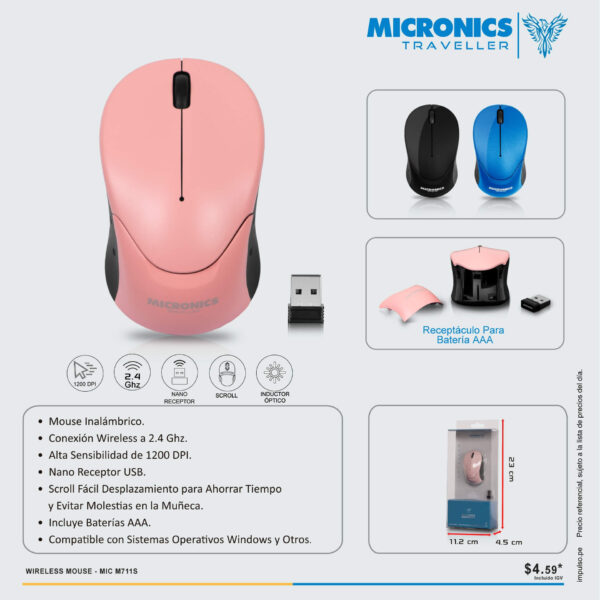 Mouse Inalambrico Traveller MIC M711S