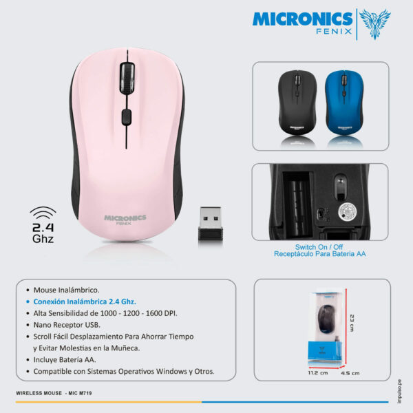 Mouse Inalambrico Micronics Fenix MIC M719