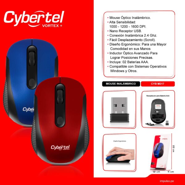 Mouse Inalambrico Cybertel Vortex+ CYB M317