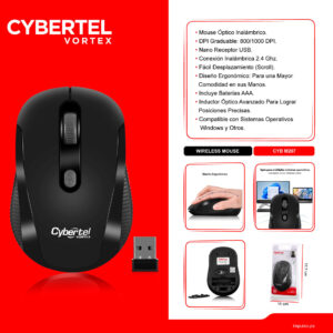 Mouse Inalambrico Cybertel Vortex M207 Black