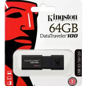 Memoria USB Kingston DataTraveler 100 G3 64GB USB 3.1/3.0/2.0 Negro