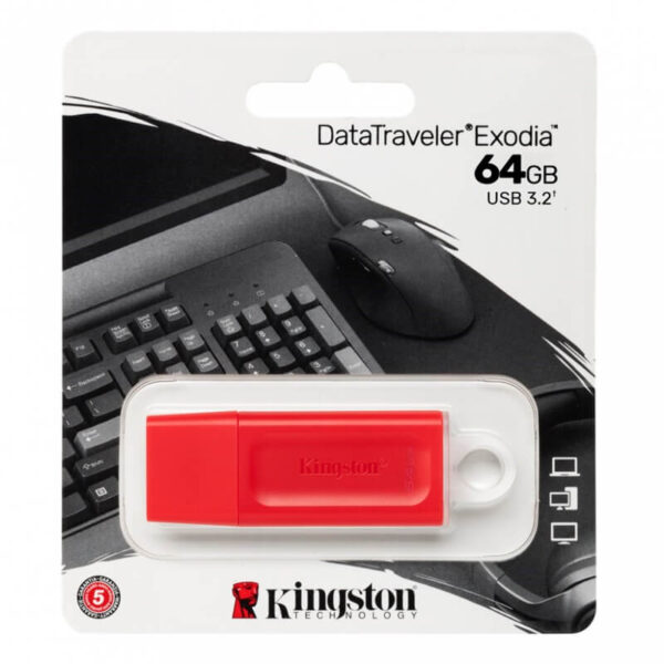 Memoria USB Kingston DataTraveler Exodia 64GB USB 3.2 Gen 1 Rojo