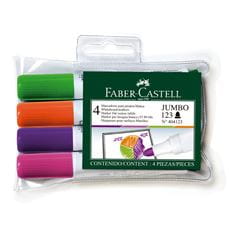 MARCADORES PARA PIZARRA ACRILICA FABER-CASTELL JUMBO 123 ESTUCHE X 4 UNID