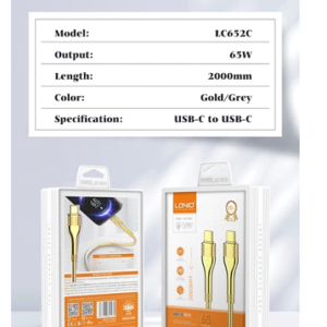 CABLE LC652C TIPO C - TIPO C DE 65W 2 METROS LDNIO