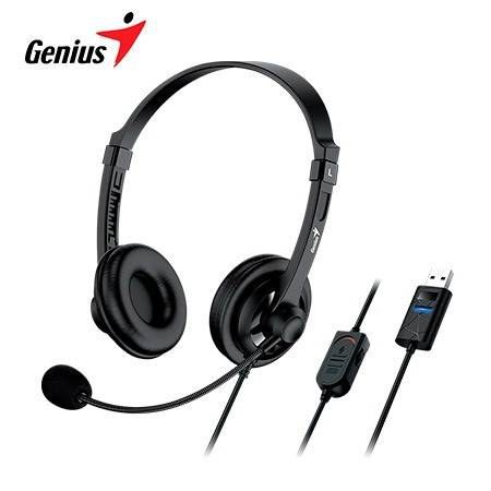 Audífono con micrófono Genius HS-230U USB-A 2.4M Negro