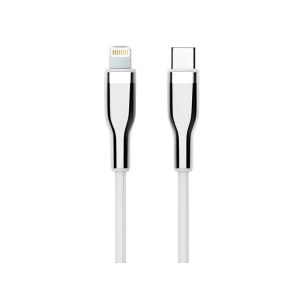 Cable USB TEROS TE-70212W, Tipo C a Lightning, 3A, 20W Máx, blanco y plateado