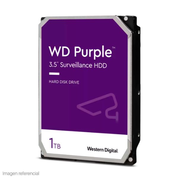 Disco duro Western Digital WD Purple, 1TB, SATA 6.0 Gb/s, 5400 RPM, 64MB Cache, 3.5".