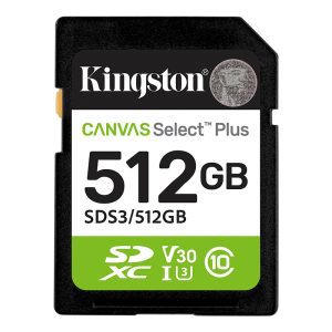 Memoria Card SD Kingston SD Canvas Select Plus 512GB, categoría de velocidad: UHS-I/U3/V30