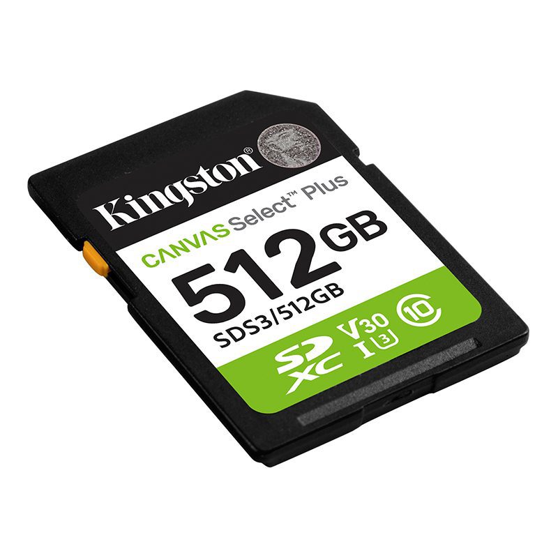 Memoria Card SD Kingston SD Canvas Select Plus 512GB, categoría de velocidad: UHS-I/U3/V30