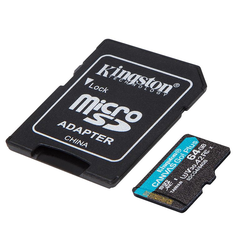 Memoria Flash microSD Kingston Canvas Go! Plus, 64GB, con adaptador SD