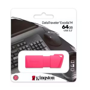 Memoria Flash USB DataTraveler Exodia M, 64GB, USB 3.2 Gen 1 (Tipo-A) Neon Pink (Rosado)