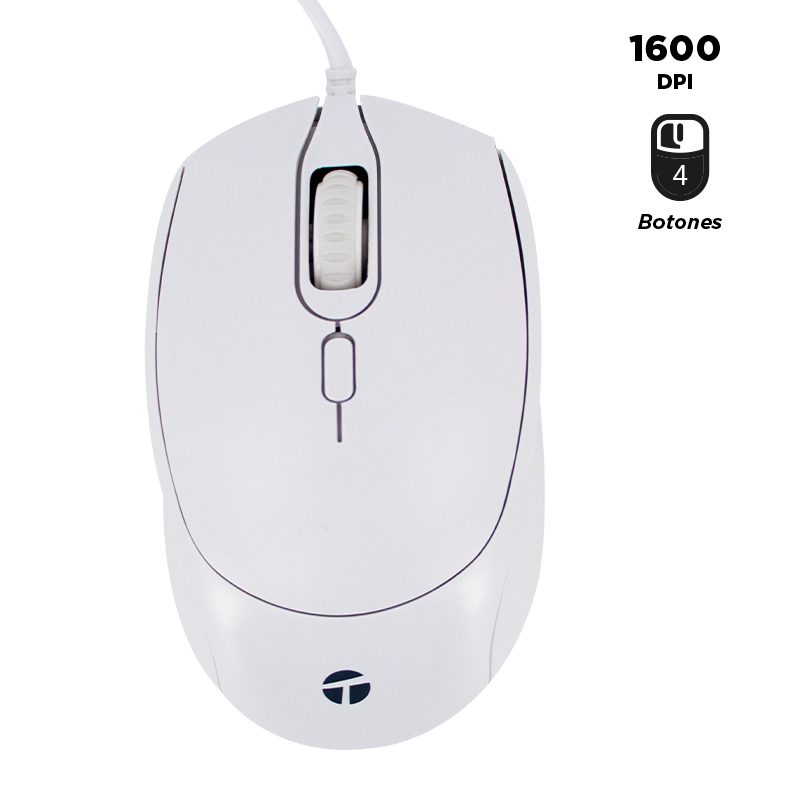 Mouse alámbrico TEROS TE-1225S, 1600 DPI, USB