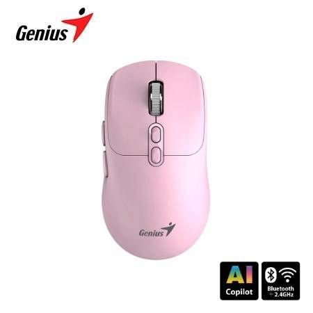 Mouse Genius Dual Inalámbrico/BT NX-8080S BT AI Copilot 7-BOT Silent Rosado