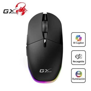 Mouse Genius GX Recargable Dual Inalámbrico/BT Scorpion M8250 AI Copilot 3200 DPI 6-BOT RGB Negro