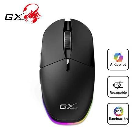 Mouse Genius GX Recargable Dual Inalámbrico/BT Scorpion M8250 AI Copilot 3200 DPI 6-BOT RGB Negro