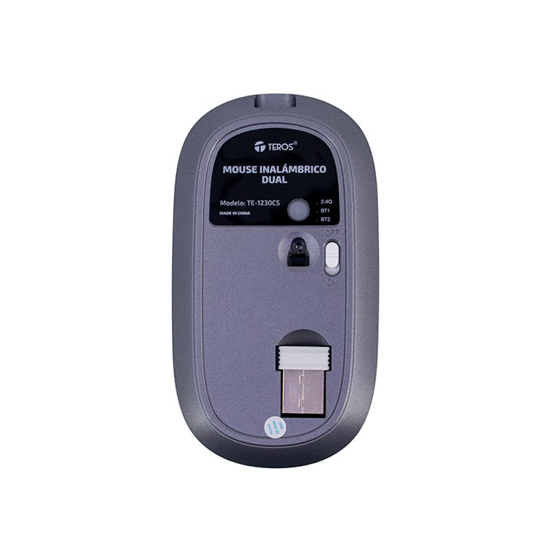 Mouse inalámbrico TEROS TE-1230CS, 1200 DPI, BT1, BT2