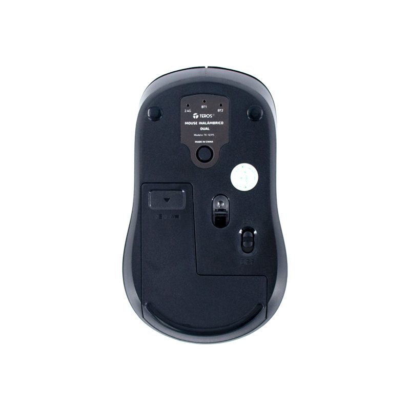 Mouse inalámbrico TEROS TE-1231S, 2.4G, 1600 DPI, BT1, BT2, Receptor USB