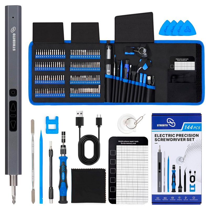 STREBITO 144-in-1 Electric Screwdriver Kit / Mini-destornillador electrico de precision