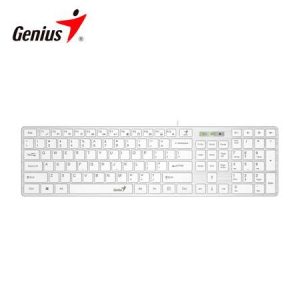 Teclado Genius Smart Slimstar 126 AI Copilot USB Multimedia SP Blanco